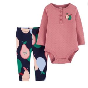 Carter's 2-Piece Pear Print Bodysuit Pant Set Outfit Bundle